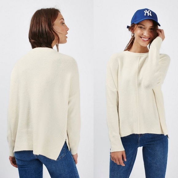 Topshop Zip Side Crew Jumper Sweater 